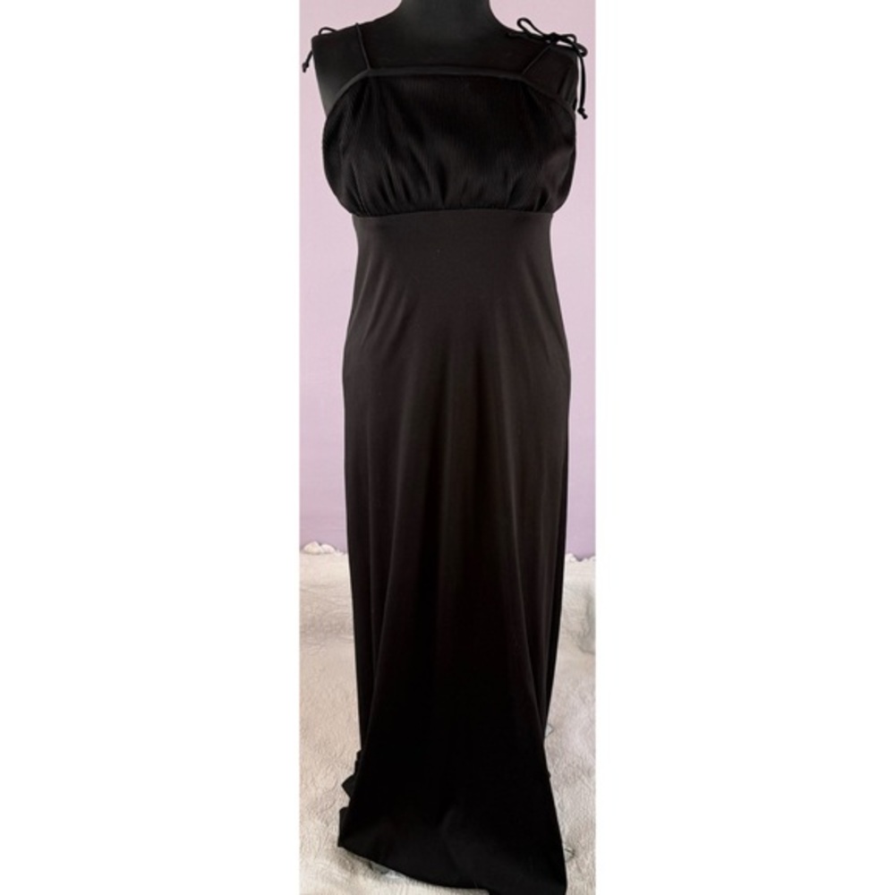 70’s Vintage ‘Jones’ Empire Waist Black Maxi Dress
